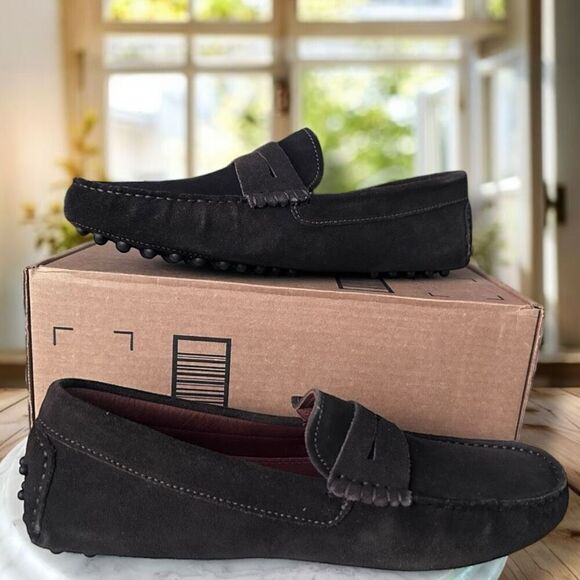 Massimo Matteo Leather Nubuck Suede Penny Driver Slip On main image 5